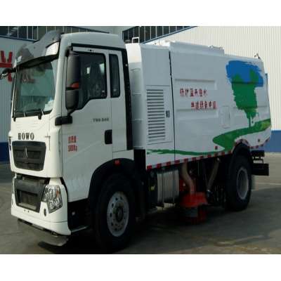 New condition road sweeper with howo chassis , 4.1m sweep width , 8m3 garbage bin volume